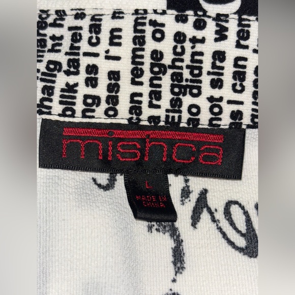 Mishca Newspaper Print Waist Tie Bell Sleeve Art To Wear Blouse Size Large Boho - Picture 3 of 9